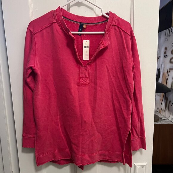 SALE!!!  Anthropoligie pilcro sweatshirt hot pink with slits SZ XS - Picture 2 of 7